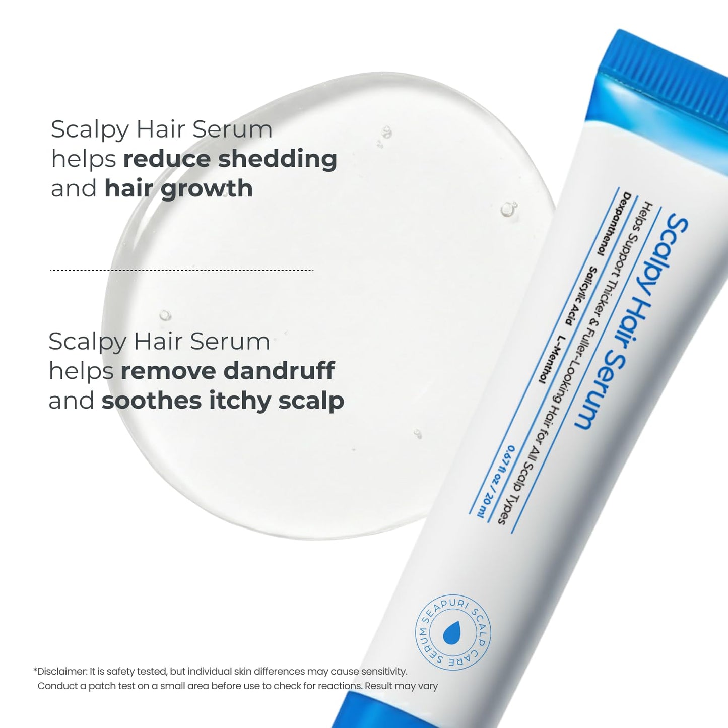 Seapuri Hair Growth Serum for Thinning Hair - Korean Scalp Treatment with Salicylic Acid & Menthol | Supports Density & Thickness