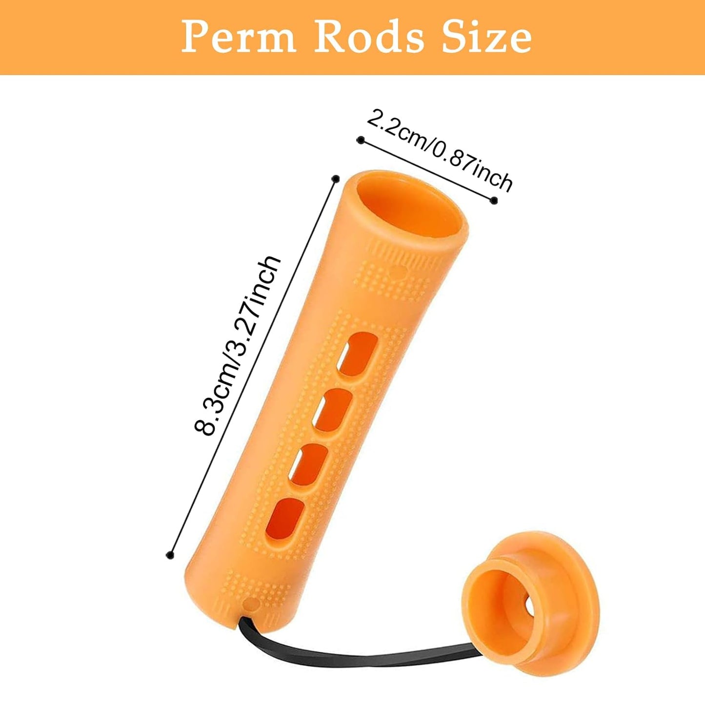 Orange Perm Rods Set - 20 Heatless Curling Rollers for Natural Hair | Ideal for Long, Medium, and Short Styles (0.87 Inch)