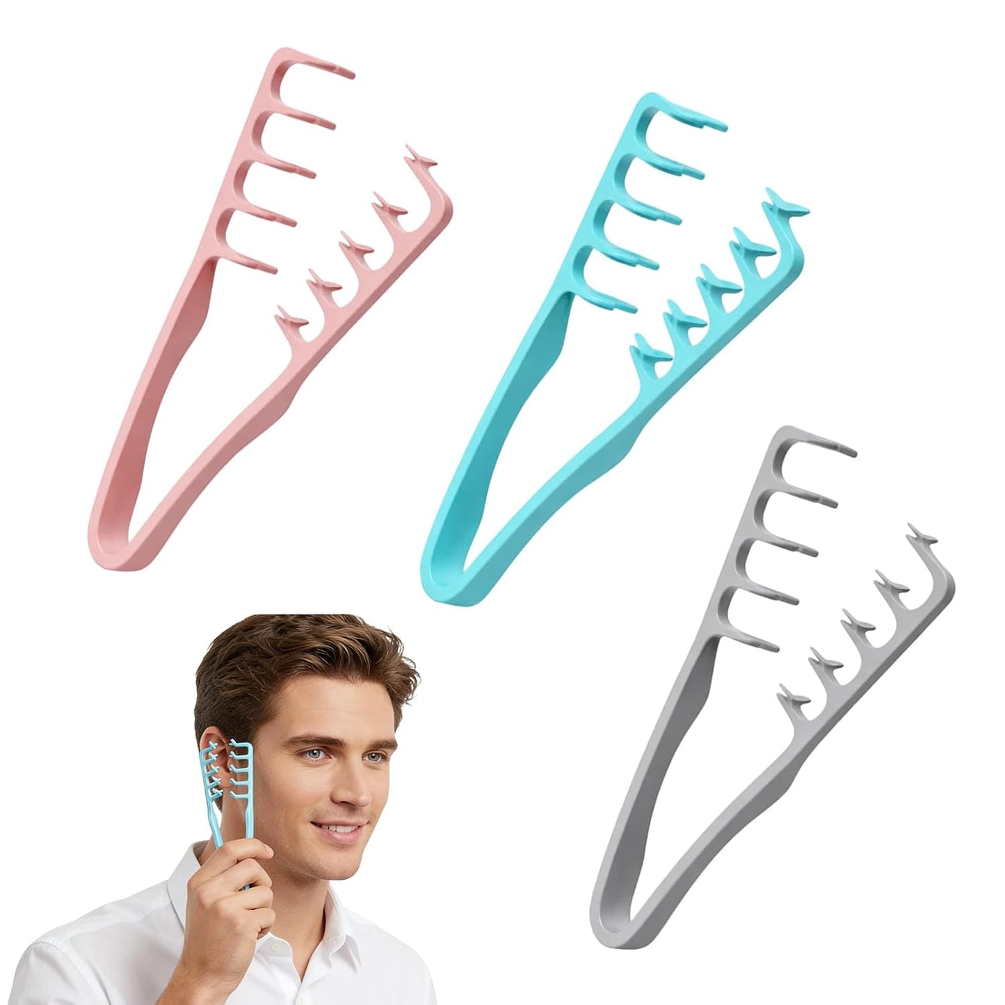 Textured Styling Comb Set - 3PCS Hair Combs for Curly Hair & Travel | Perfect for Hairstyling Enthusiasts