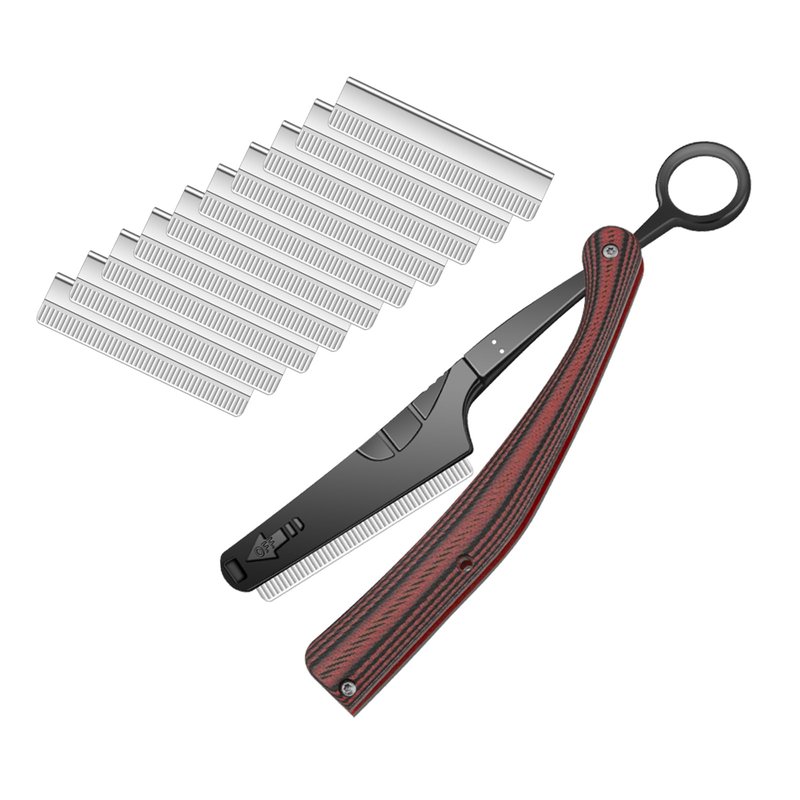 Straight Razor for Men, Straight Edge Razor, Barber Razor, Folding Shavette Razor with Replaceable Blade System, Stainless Steel Beard Razor with G10 Non-Slip Handle for Home Shaving & Grooming (Red)