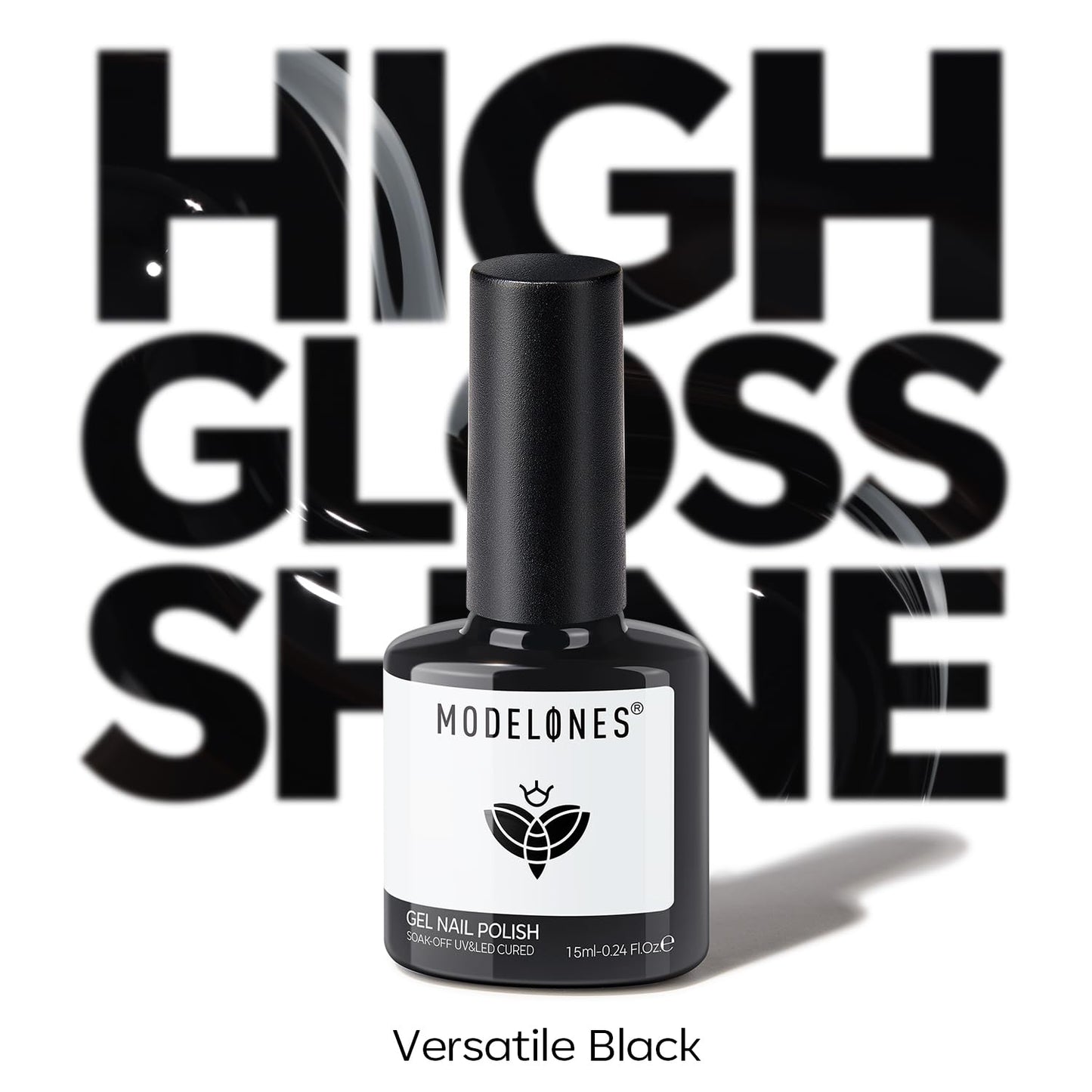 Modelones Black Gel Nail Polish - High Gloss Soak Off 15ml | DIY Manicure at Home