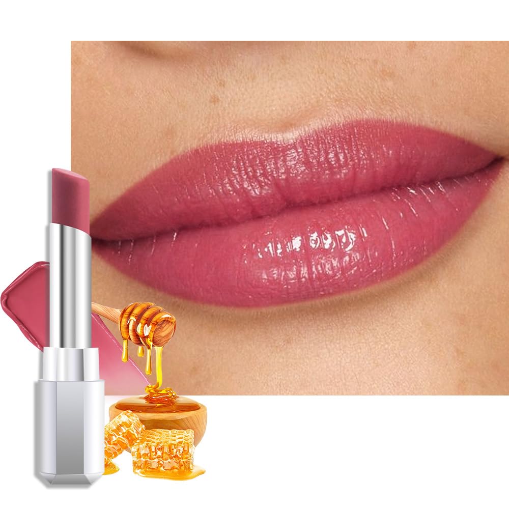 Rose Honey Lipstick - Moisturizing Tinted Lip Balm for Older Women | Hydrating & Nourishing Shine, 05 Rose