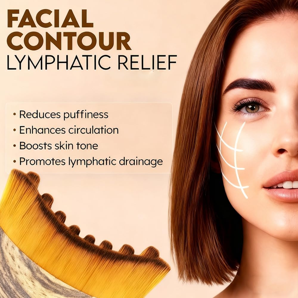 Aeki Lymphatic Contour Face Brush Set - Reduce Puffiness & Restore Definition | Gentle & Soft for Naturally Sculpted Skin
