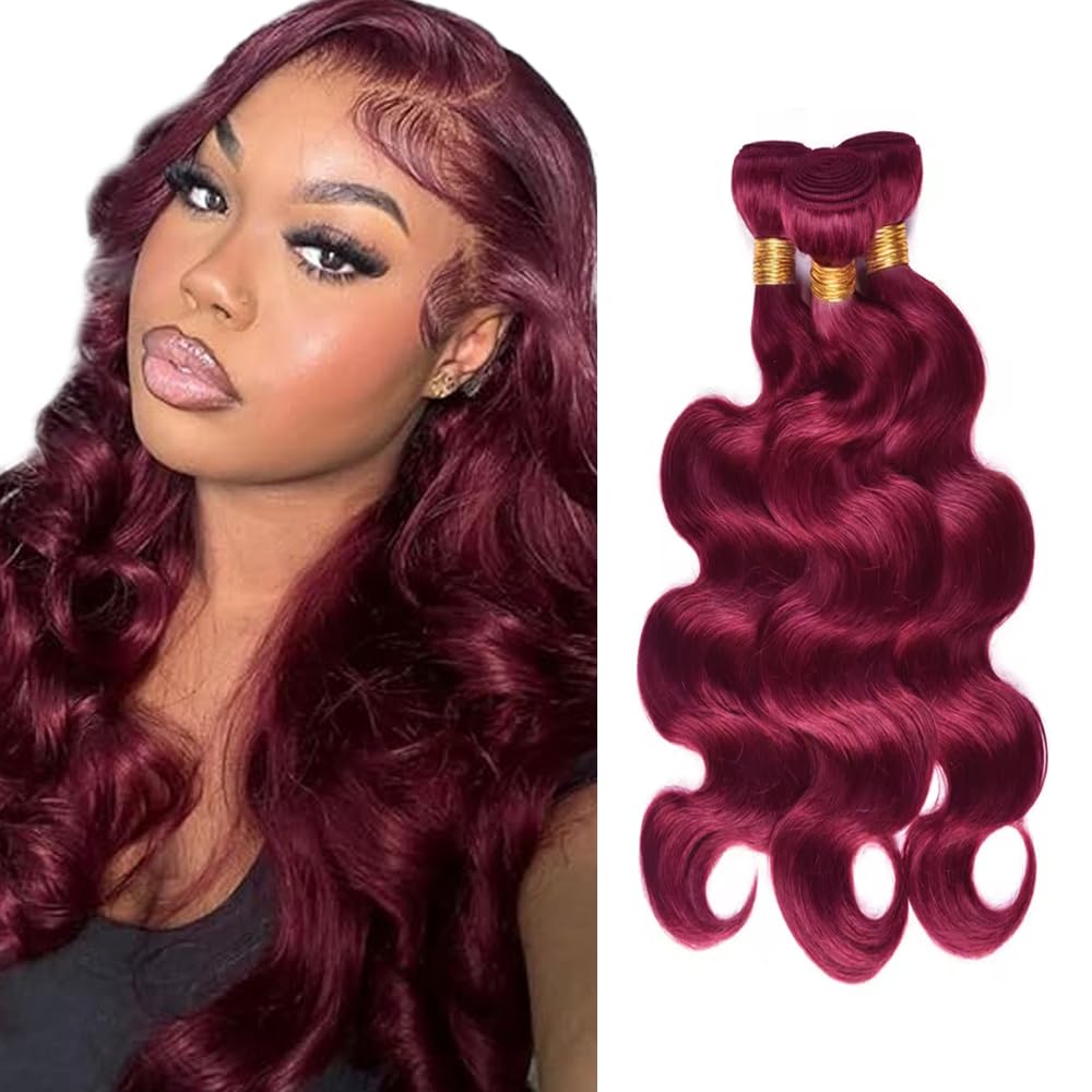 Burgundy Bundles Human Hair 99J Body Wave Bundles 16 18 20 inch Red Human Hair Bundle Burgundy Body Wave Bundle