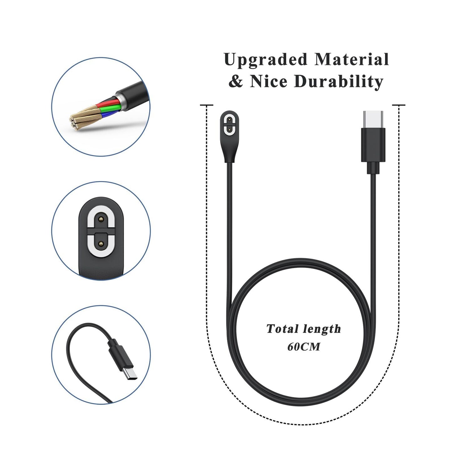 Vancle 2 Pack USB C for Shokz Charging Cable, Magnetic Charger Cord Compatible for Aftershokz Aeropex AS800, Shokz OpenRun Pro, OpenRun, OpenRun Mini, OpenComm Bone Conduction Headphones