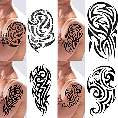 Tribal Temporary Tattoo Set - 4 Sheets Polynesian & Hawaiian Body Art