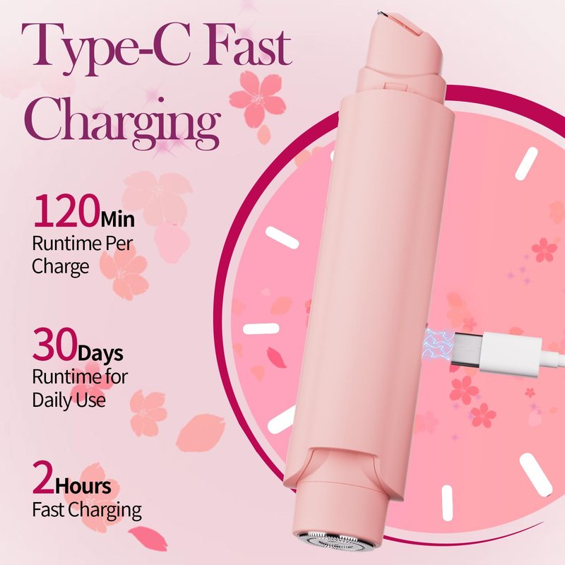 Bikini Trimmer for Women - 2 in 1 Women Electric Razor, Rechargeable Body Hair Trimmer and Facial Hair Remover, IPX7 Waterproof Wet & Dry Use Womens Electric Shaver for Bikini Underarm Leg Arm Body