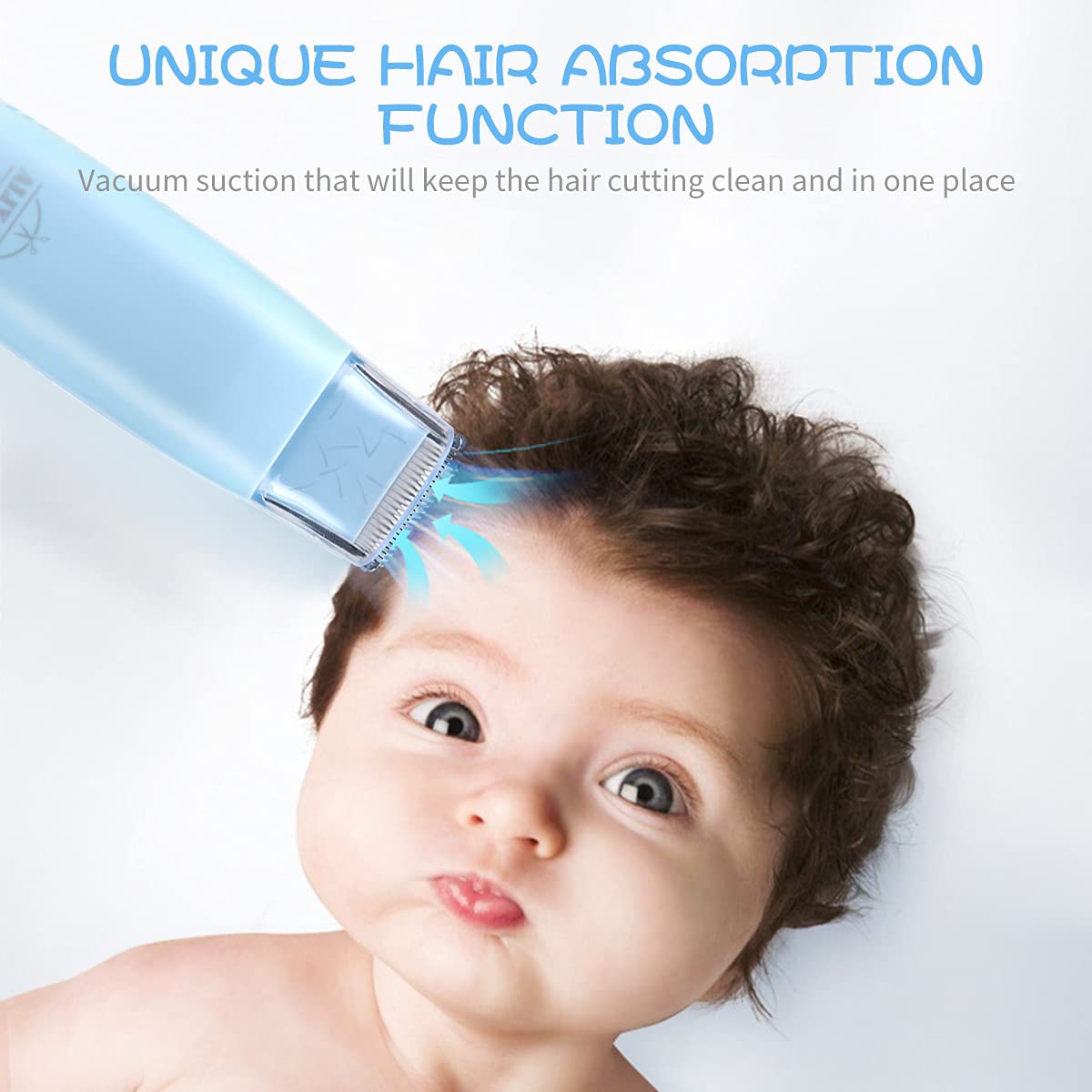 E-Hunter Baby Hair Clippers with Vacuum for Baby, Infants, Children, Kids and Newborn, Waterproof Rechargeable Cordless Hair Trimmer with 2 Guide Combs & Haircut Cape