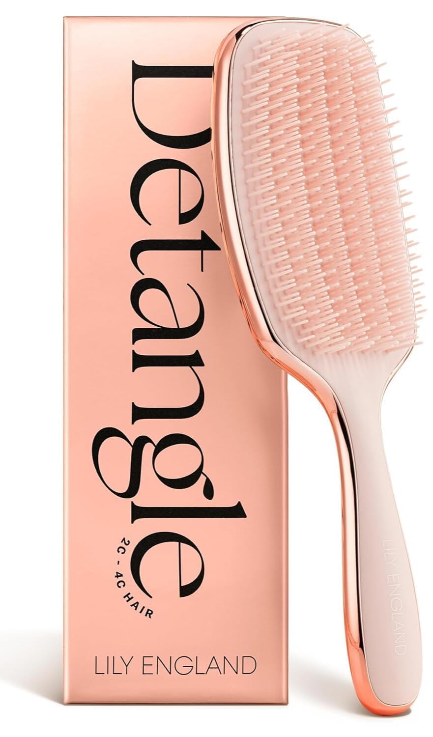 Lily England Detangling Brush - Pain-Free Styling for Curly Hair | Flexible Bristles, Rose Gold Design