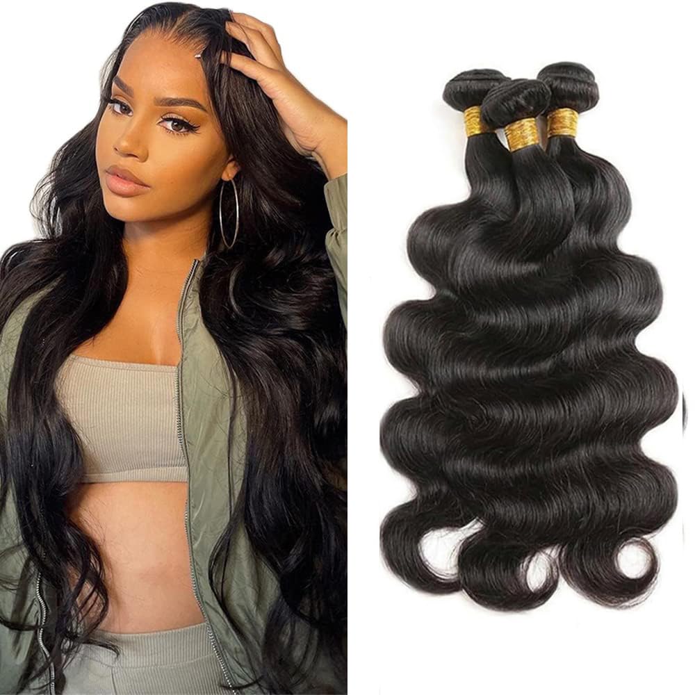 26 28 30 Inch Natural Black Color Body Wave Bundles Human Hair Unprocessed Virgin Hair 3 Bundles/150g Double Weft Body Wave Human Hair Bundle