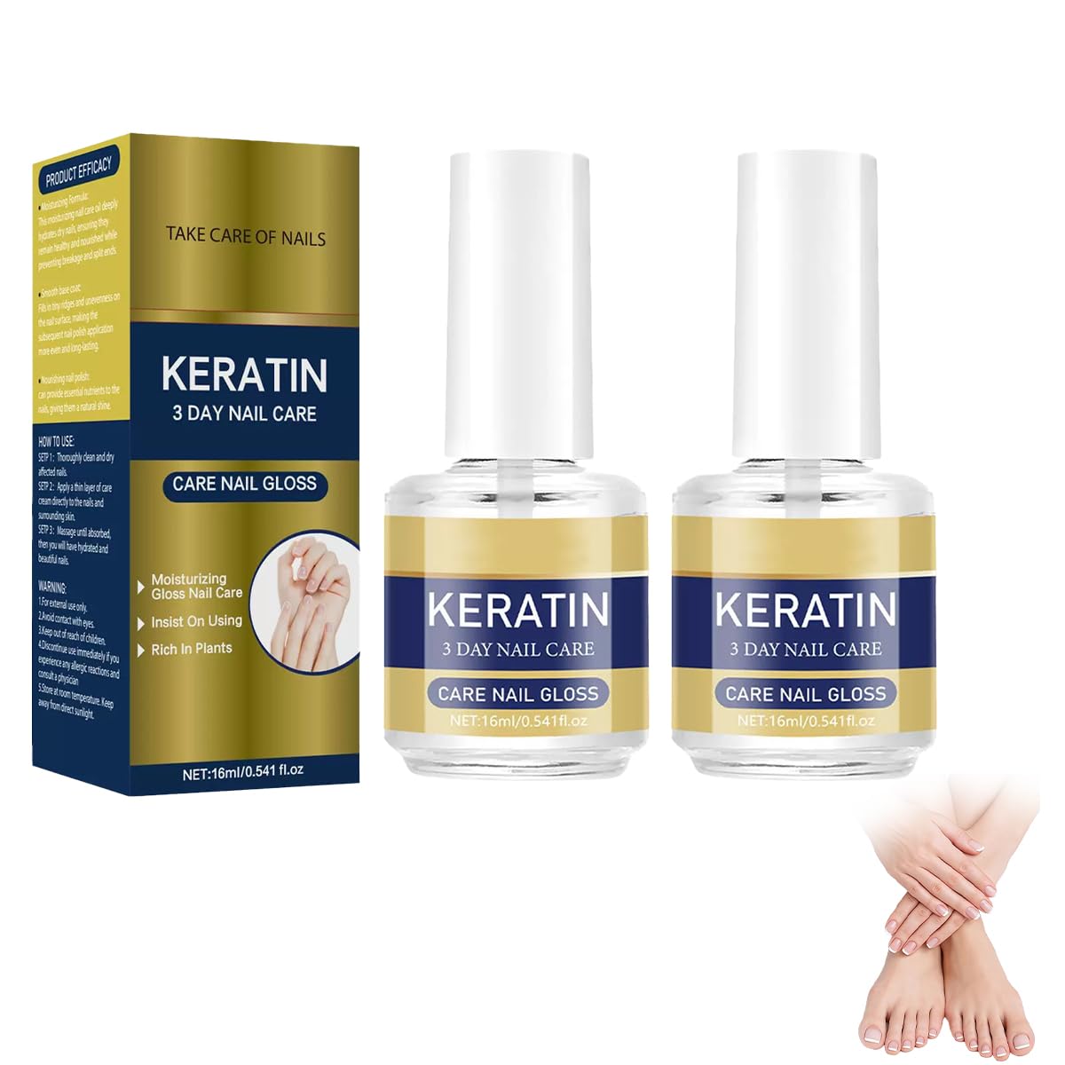 Keratin Nail Treatment - Strengthening Oil with Aloe Vera & Lavender | 2-Piece Set for Repairing Weak Nails