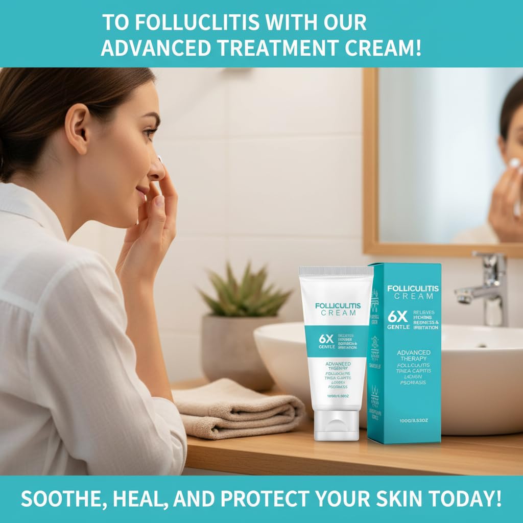 Folliculitis Cream 3.53oz (100g) – Cooling Herbal Skin Cream for Scalp, Face & Body – Helps Soothe Irritated Skin, Redness & Bumps – Fast Absorbing Daily Care, 1 Pack