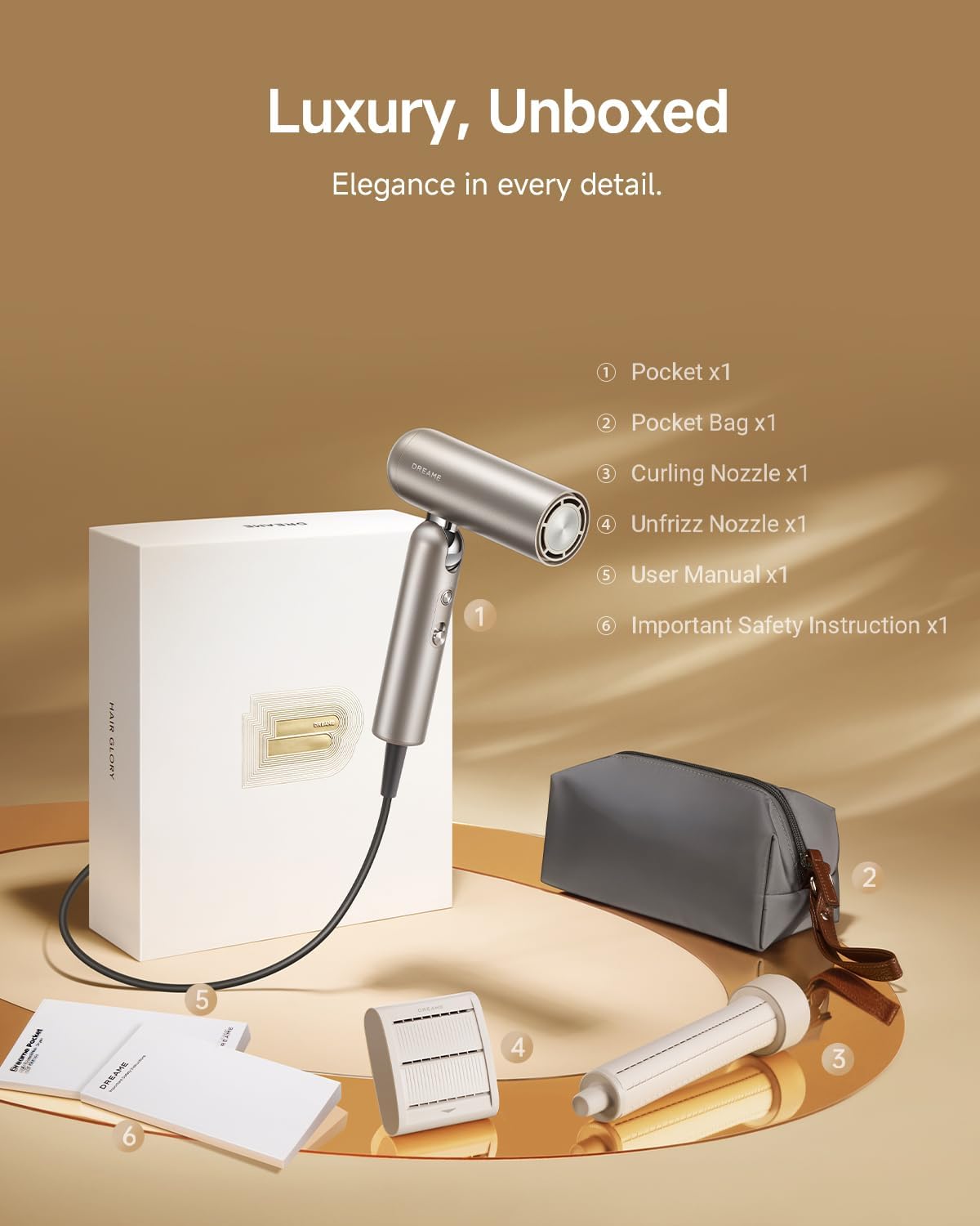 Dreame Pocket Hair Dryer - Ultra Lightweight Blow Dryer with Fast Drying & Low Noise | Portable for Travel & Gym