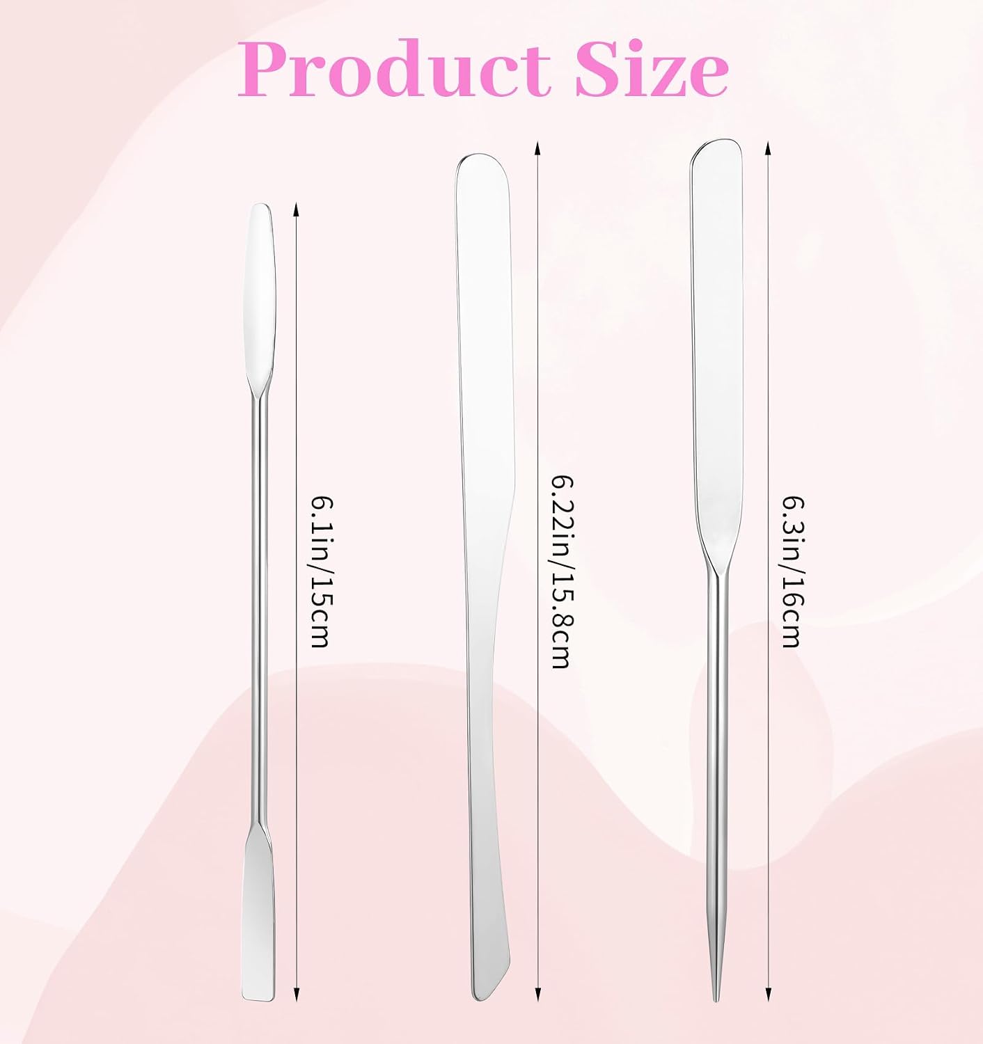 Makeup Spatula Set - 3Pcs Double-Edged Metal Applicators for Even Foundation & Face Cream Application | Assorted Styles