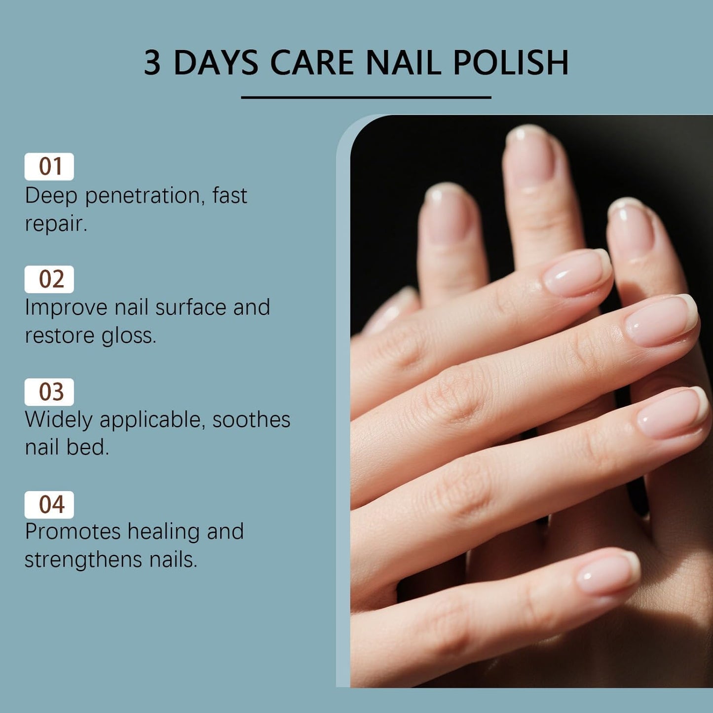 3 Days Nail Care - Keratin Amino Acid Conditioner for Weak, Fragile Nails | Quick-Dry Hydrating Treatment