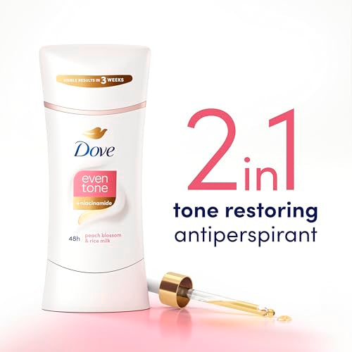 Dove Even Tone Antiperspirant Deodorant Stick, Peach Blossom & Rice Milk, 3PK