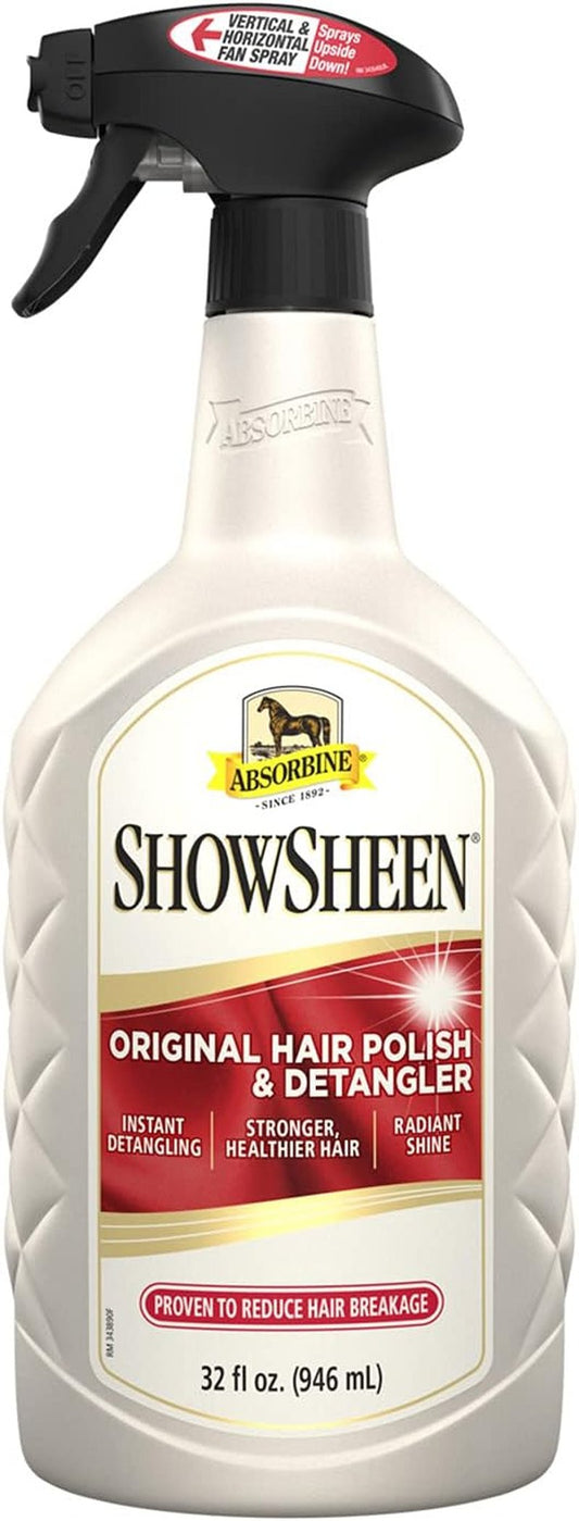 Absorbine ShowSheen Hair Polish & Detangler - 32oz Spray for Horses & Dogs | Instant Detangling & Shine