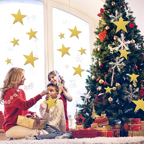 180 Pcs Gold Glitter Star Cutouts for Party Decorations - 4 Sizes