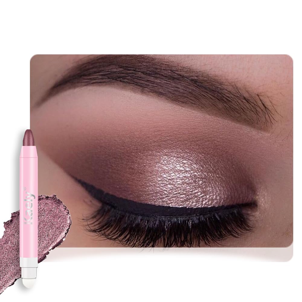 Monochrome Cream Glitter Eye Shadow Stick Palette - 2-in-1 Waterproof Eyeshadow & Eyeliner Pencil for Mature Women | Vegan & Cruelty-Free | 06 Shimmer Dark Brown