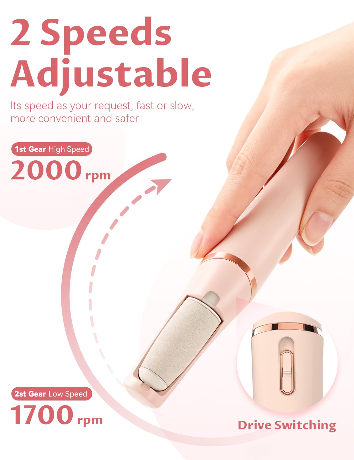 Silk 3 Pro Callus Remover, Upgraded 3rd Electric Callus Removers for Feet, Foot File Callus Remover Pedicure Tools with 2 Speeds, for Dry/Calluses/Cracked/Hard Skin - Soft Smooth Skin (White)