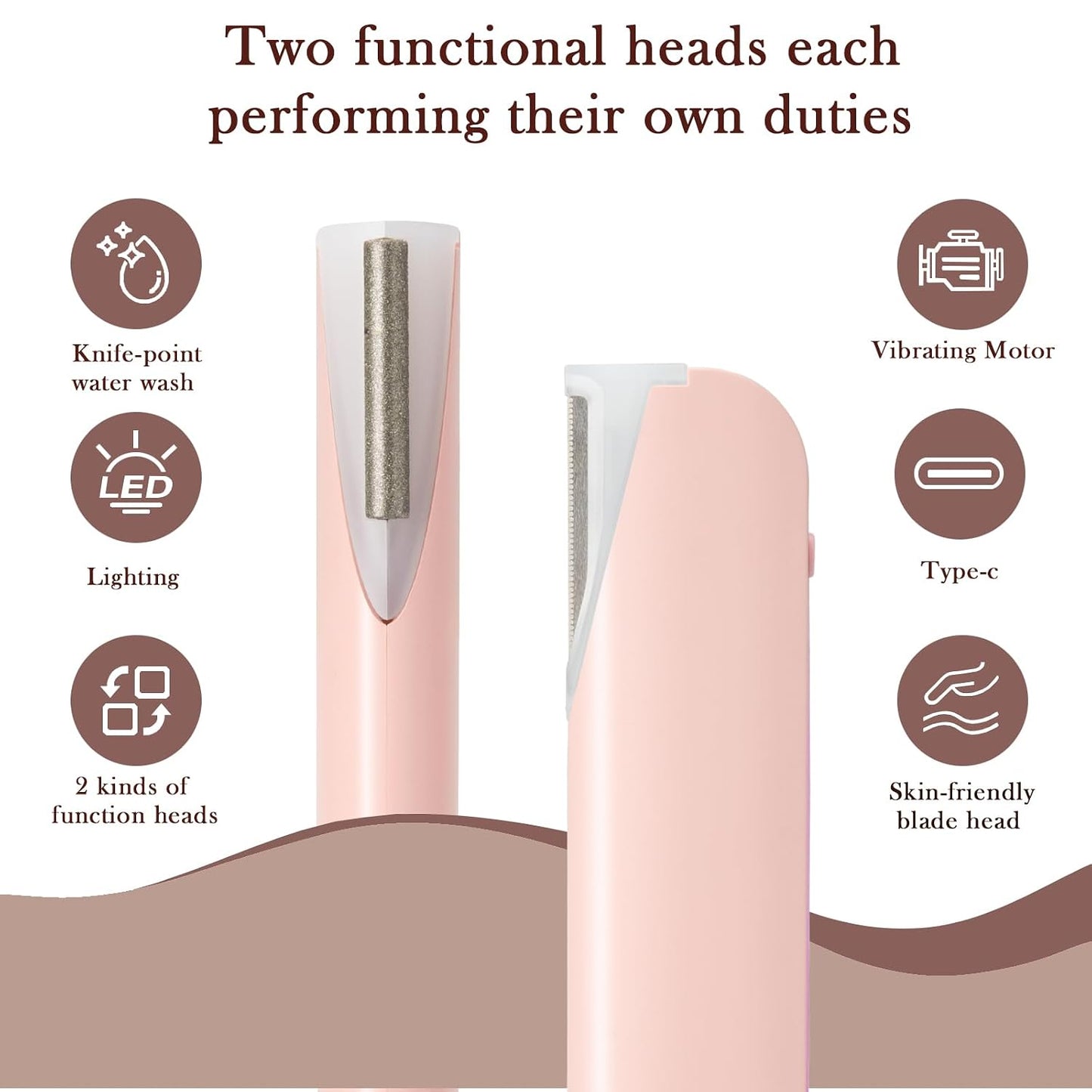 Dermaplane Razor for Women - 3 Speed Sonic Hair Removal Tool | Rechargeable, Safe Peach Fuzz & Dead Skin Remover with 6 Heads
