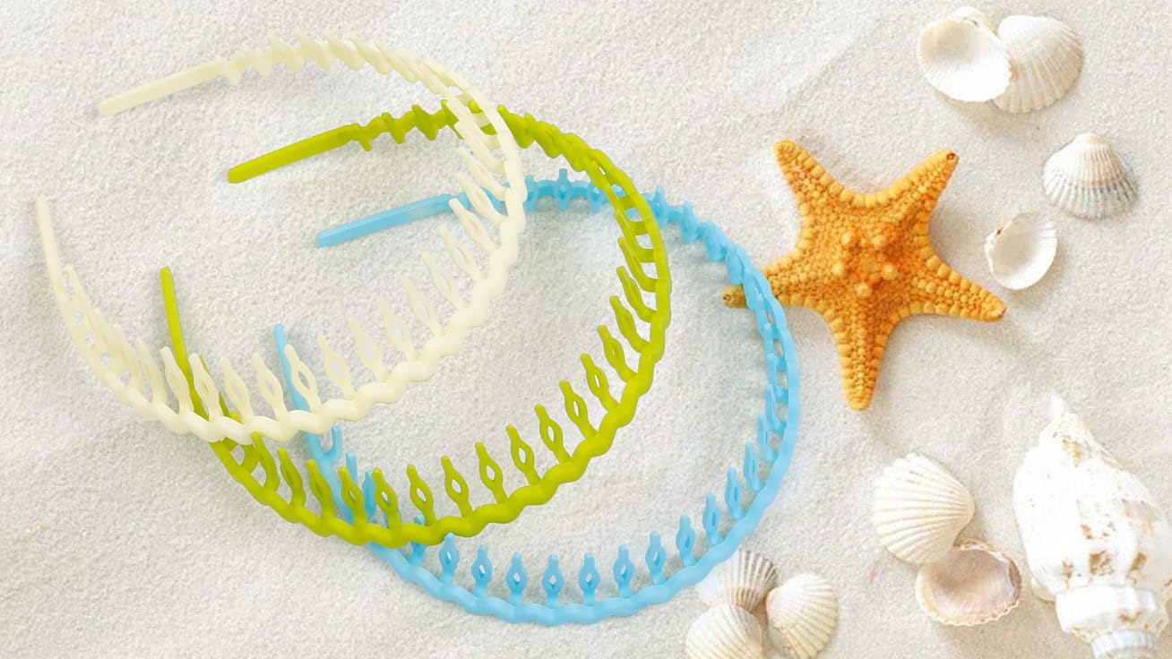 Plastic Headbands for Women & Teens | 10-Pack Non-Slip Thin Hairbands in Bright Pink & Green