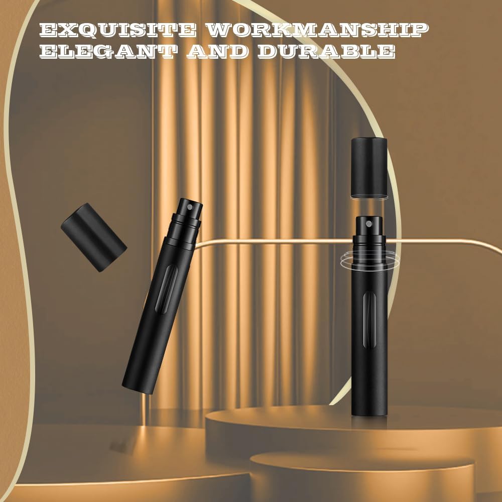 Travel Perfume Atomizer - 10ml Refillable Bottles | Mini Cologne Sprayer Set (Black, Grey, Silver)