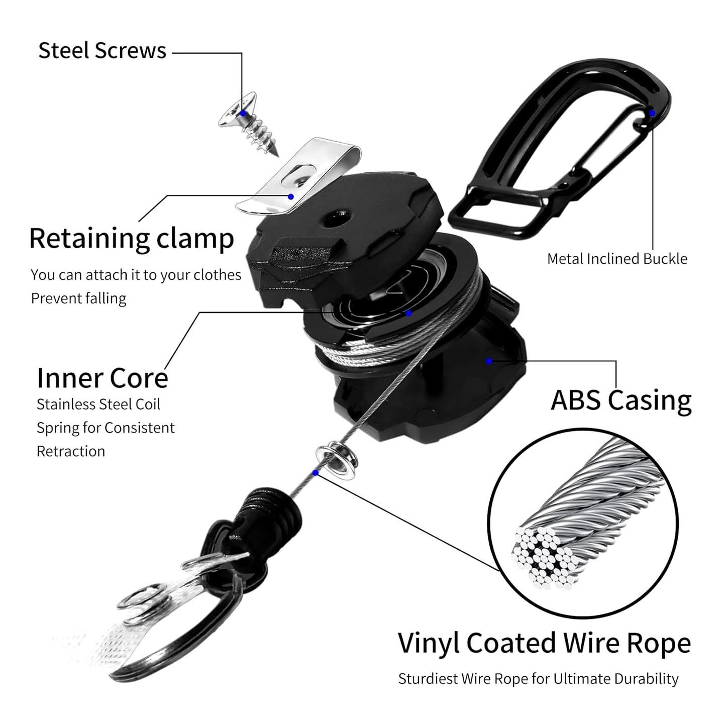 Tactical Badge Holder - Retractable Clip Heavy Duty Reel, Keychain, ID Card Holder (Black G)