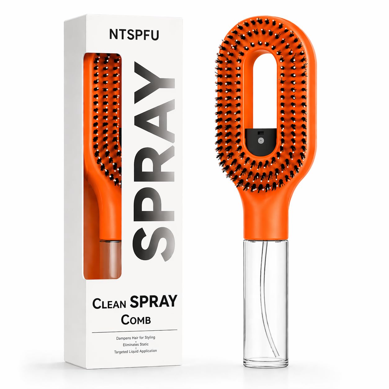 2-in-1 Manual Misting Hair Brush - Non-Electric Detangling Tool for Wet & Dry Hair | Anti-Frizz, Fine Mist Sprayer (Pink)