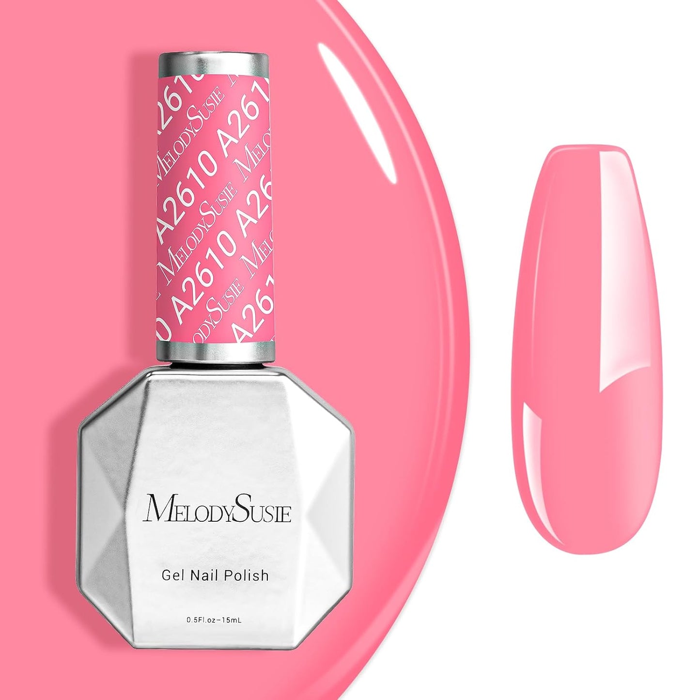 MelodySusie Neon Pink Gel Nail Polish - Bright Hot Pink Soak Off UV LED | 0.5 fl oz for DIY Nail Art & Manicure