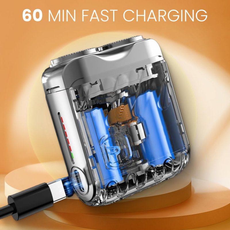 Portable Rotary Dual Ring Electric Shaver, 2025 New Mini Rotary Dual Ring Electric Razor for Men USB Rechargeable One-Button Long Lasting for Home Travel (Blue)