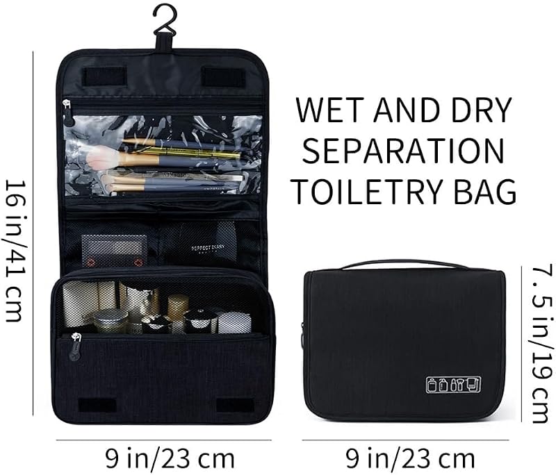 Sechunk Water-Resistant Toiletry Bag with Hanging Hook