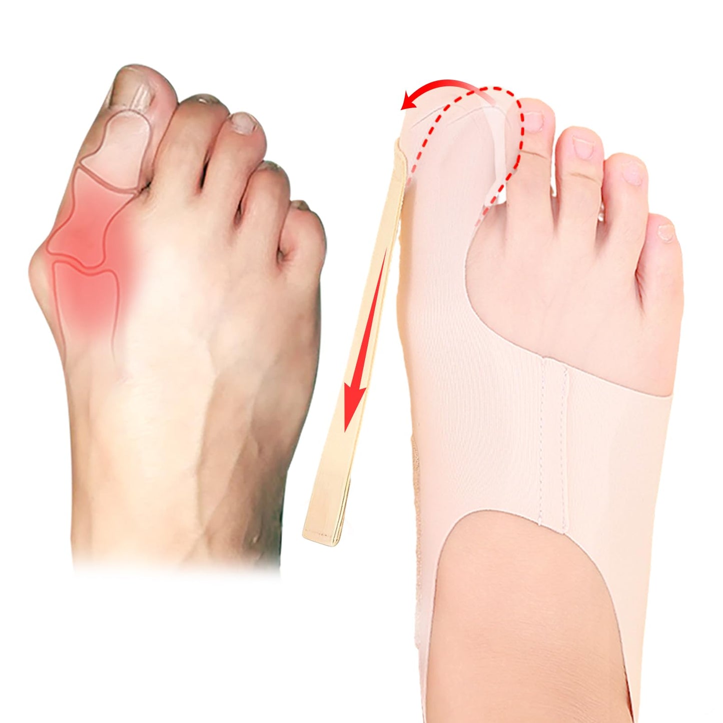 Kyuijctan Adjustable Bunion Corrector for Women & Men, Soft and Confortable Big Toe Straightener, Fits in Shoes & Socks for Pain Relief and Hallux Valgus, Designed for Day & Night Wear(1 Pair,M)