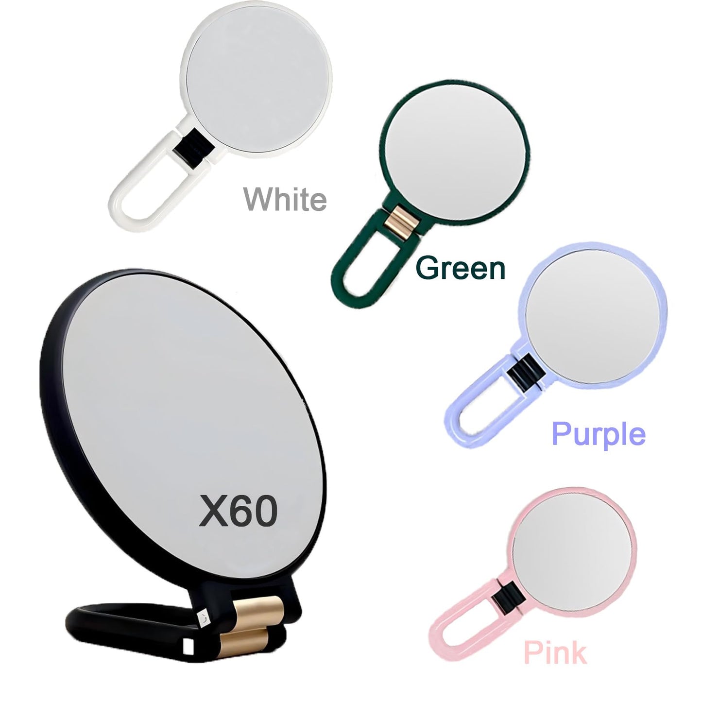 LOINRAW6 Double Sided Magnifying Handheld Mirror High Magnification Ideal for Precision Makeup Eyebrow Grooming Skincare Travel Size Desig (Black)