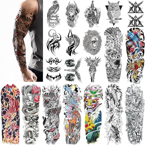 Aresvns Japanese Style Temporary Tattoo Sleeves - 20 Sheets