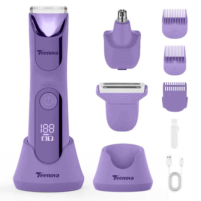 TEENOVA Electric Body Hair Trimmer Shaver, Pubic Trimmer for Men, Bikini Trimmer for Women (Blue)