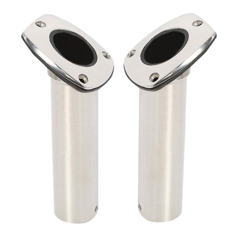 NovelBee 4pcs Fishing Rod Holders for Boat,Heavy Duty 316 Stainless Steel Marine Rod Holders Flush Mount 30 Degree with Liner,Gasket (Without Cap)