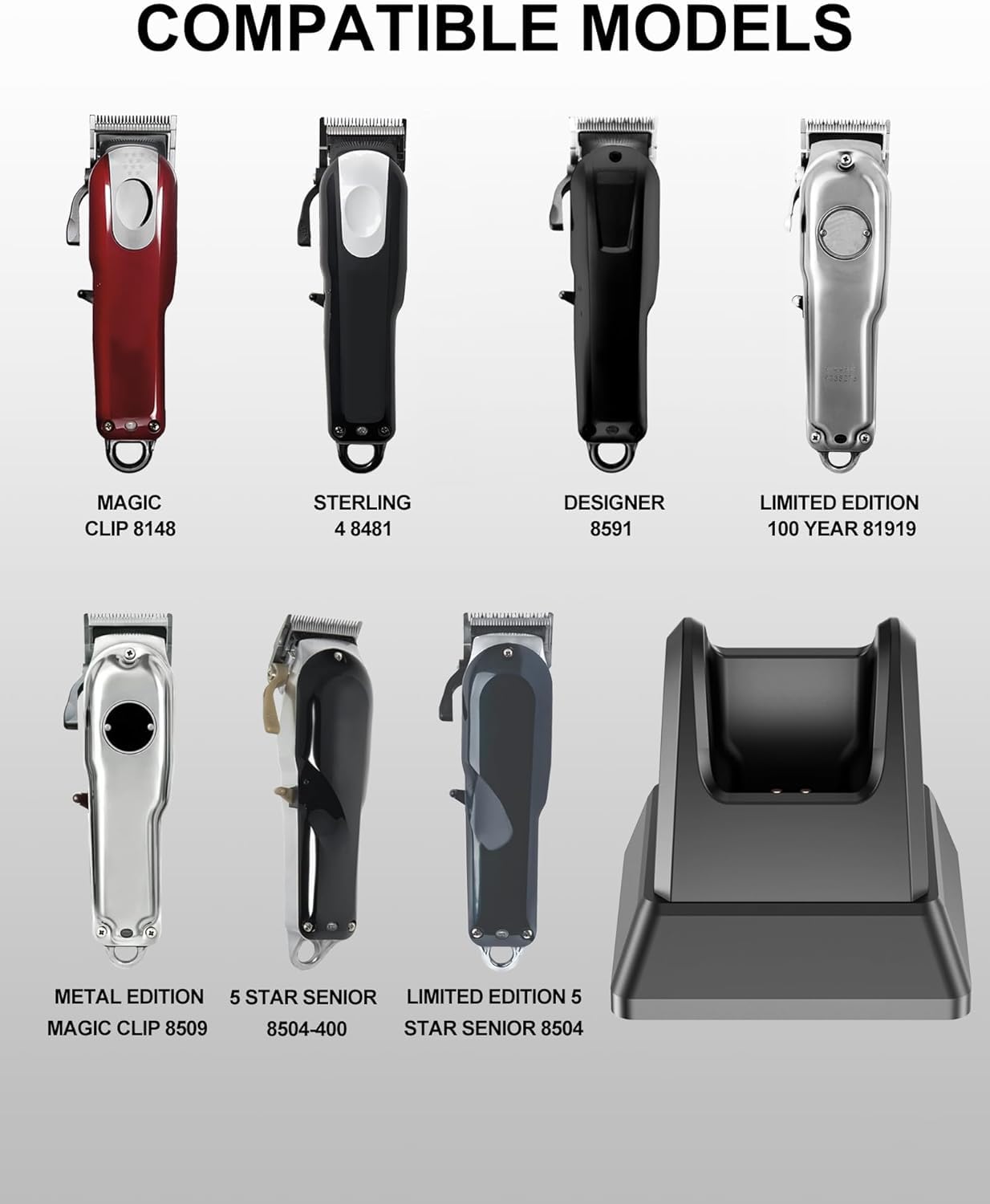 WUKUR Charging Stand for Wahl Cordless Clipper 3801, Charging Stand for Wahl Sterling and 5-Star 8148 8481 8591 81919 8504 8509 Cordless Clippers Charging Base