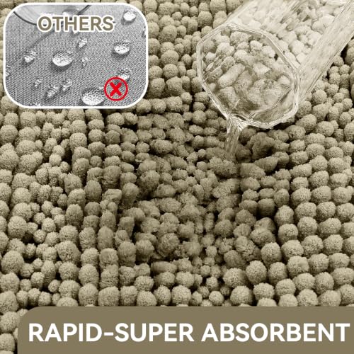 Bcoimo Chenille Bath Rug Mat 24x17 - Soft, Non-Slip & Absorbent