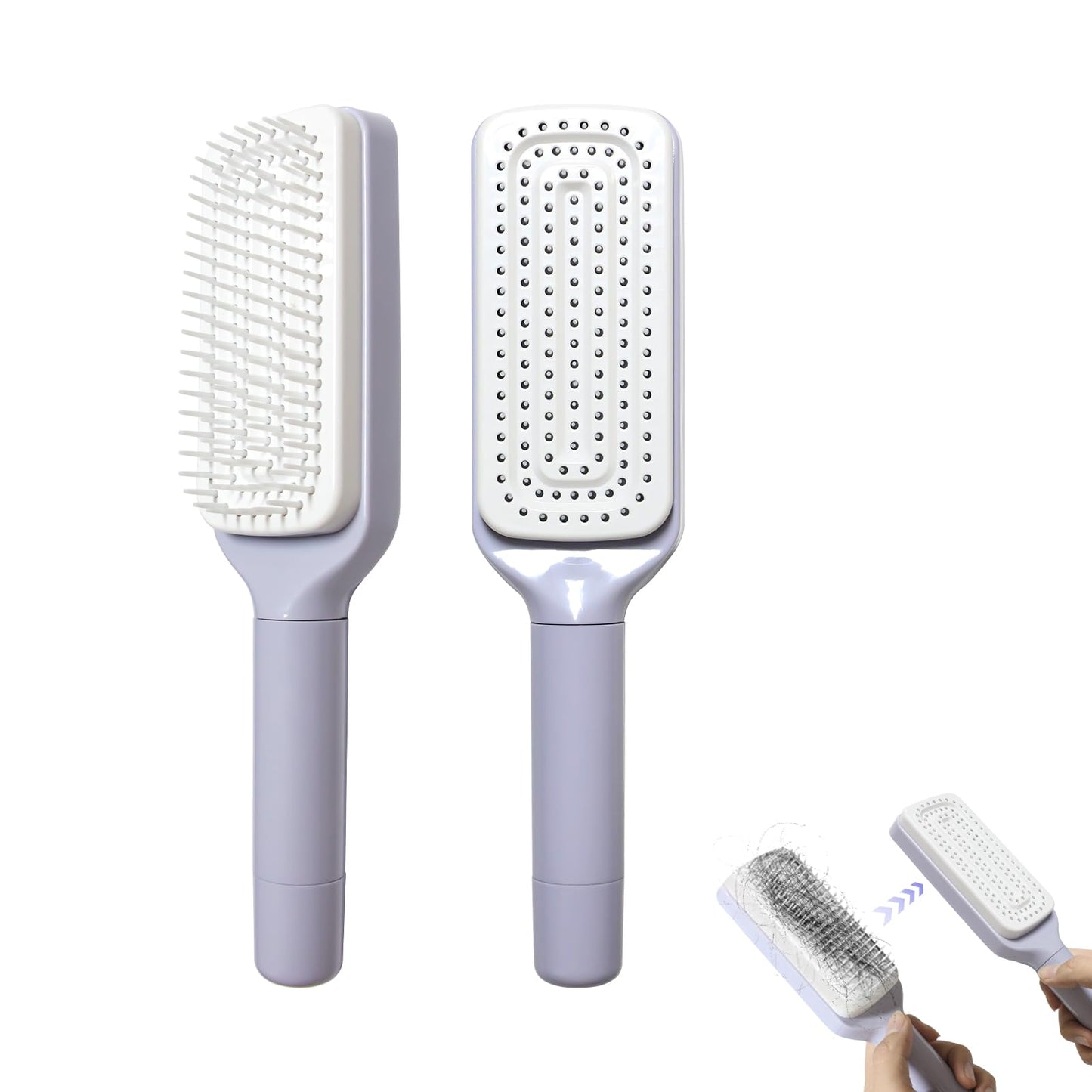 Self Cleaning Hair Brush, Anti Static Brush for Easy Hair Removal, Retractable Hair Brush with Firm Bristles, Scalp Massage Comb for Daily Detangling, Women Men
