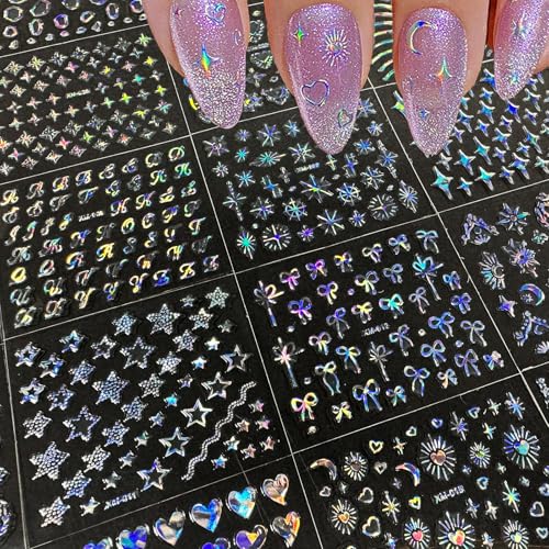 WUHCIM Style-14 Aurora Holographic Nail Stickers Set 30 Sheets Bohemian Designs