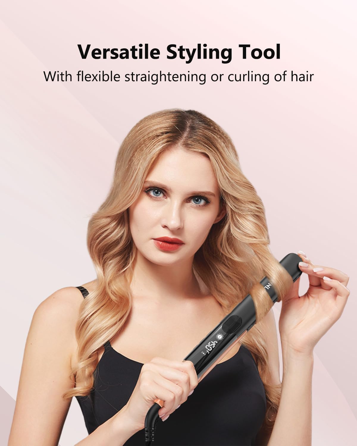 Annlary Hair Straightener | 1 Inch 2-in-1 Flat Iron & Curler - Titanium Ceramic, Ionic Dual Voltage for Smooth, Frizz-Free Hair