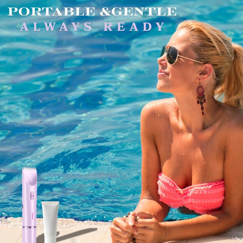 Electric Bikini Trimmer for Women, USB Rechargeable Electric Shaver for Bikini Line, Legs, Underarms – Portable Waterproof Lady Grooming Razor (Purple)
