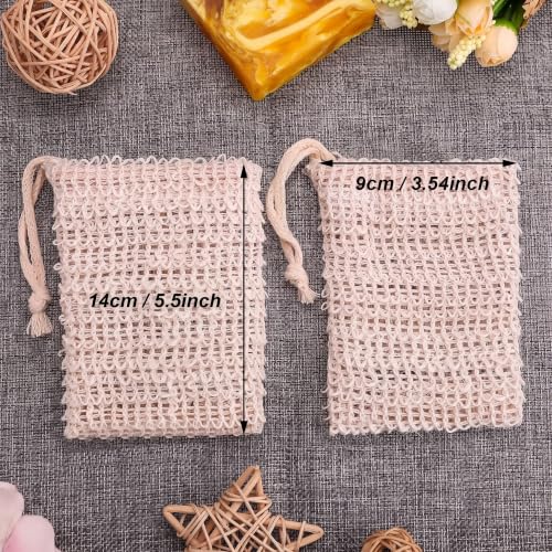 BBTO Cotton Linen Soap Saver Bags - 5 Pack Exfoliating Pouches