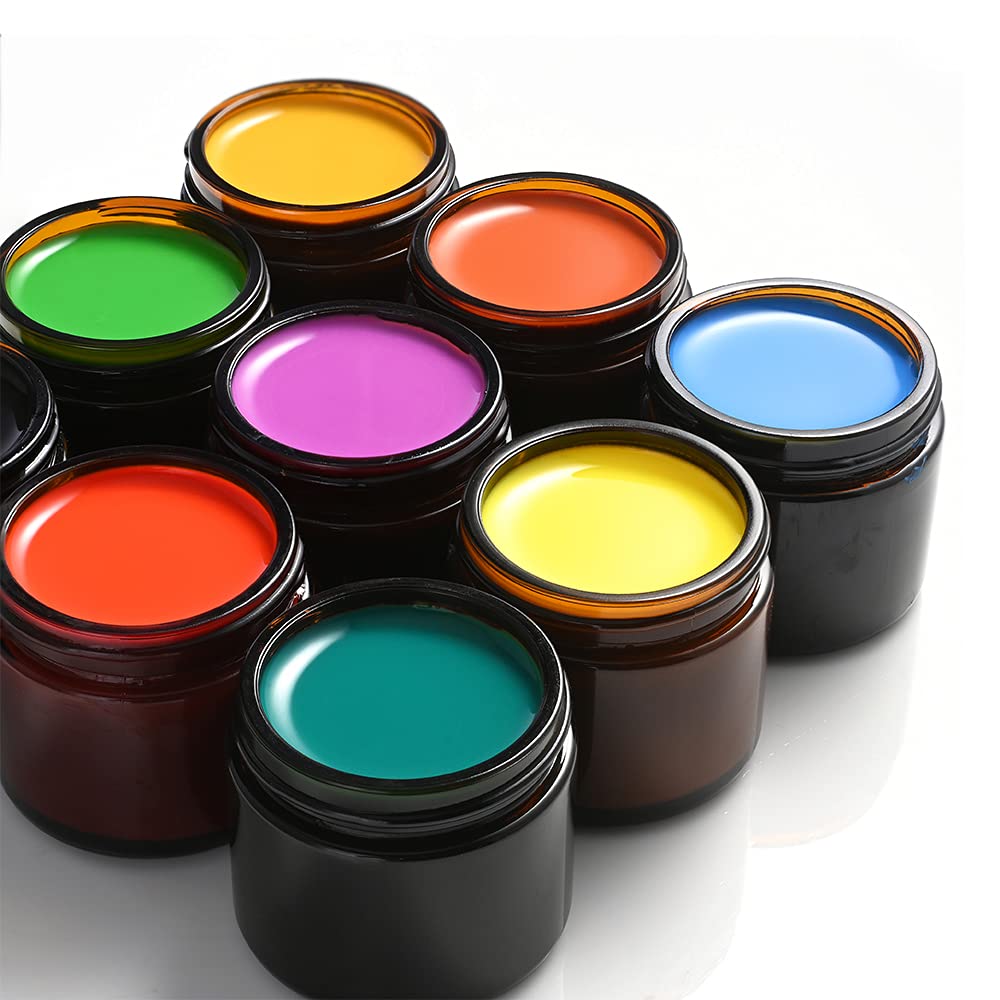 2 oz Glass Jars with Lids, 48 Pcs Bumobum Small Amber Glass Candle Jars with Black Lids, White Labels & Inner Liners, Empty Round Cosmetic Containers for Cream, Lotion, Slime, Ointment
