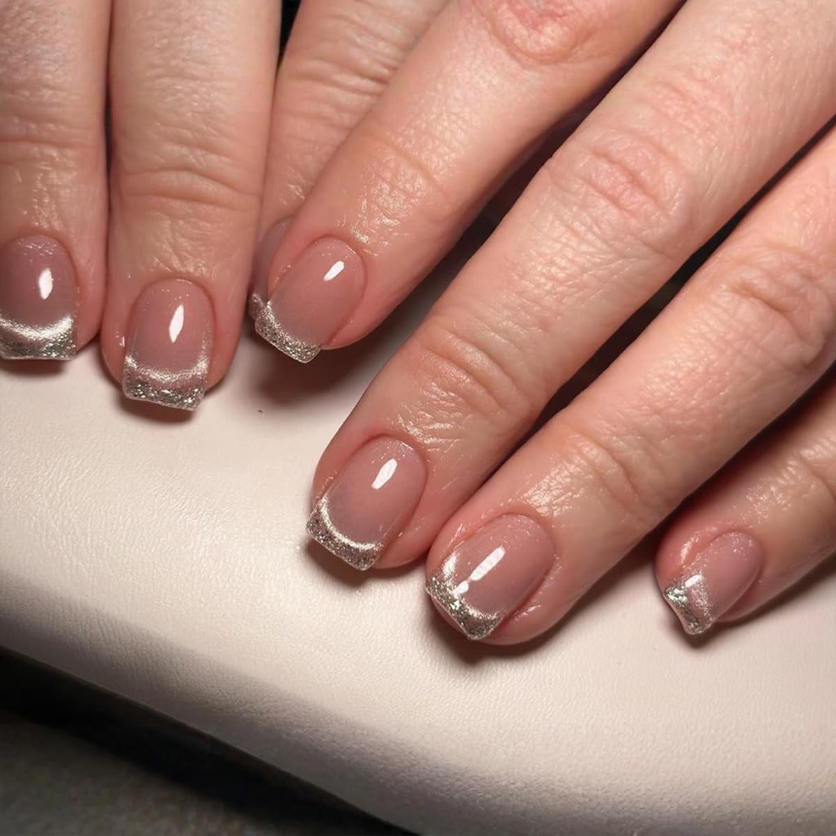 Summer Ombre Press-On Nails | Short Square Acrylic Nail Tips in Rainbow Colors - 24 Pcs Reusable Full Cover Set