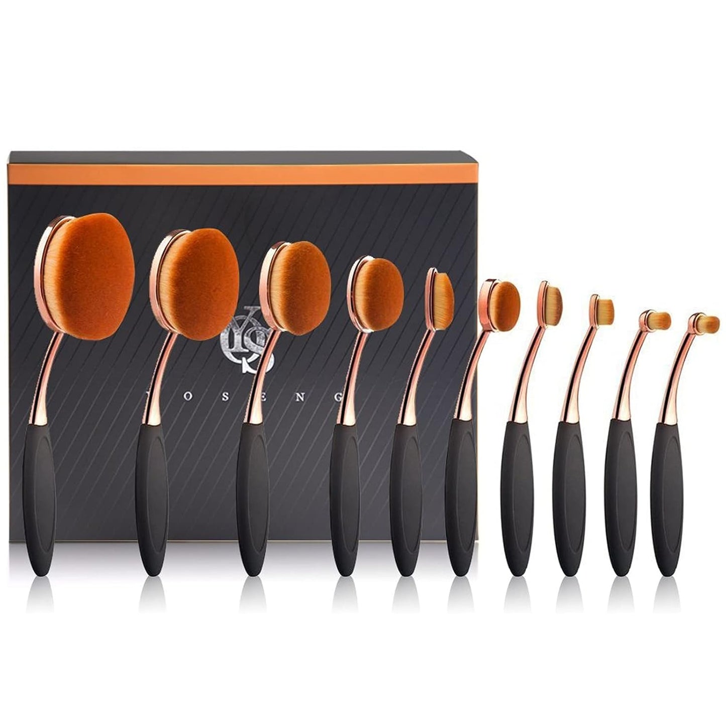Oval Foundation Brush Set - 5 Pcs Toothbrush Makeup Brushes for Fast, Flawless Liquid & Cream Application