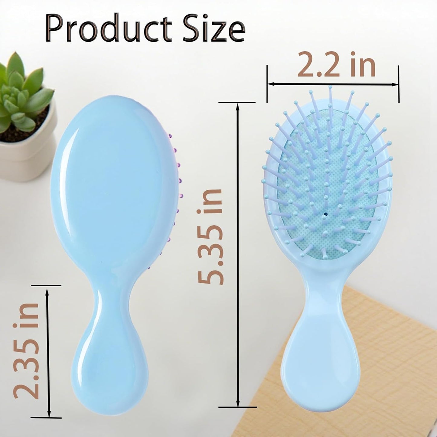 Mini Hair Brush Set - 12 Pcs Travel Detangling Brushes for All Hair Types | Pink & Blue