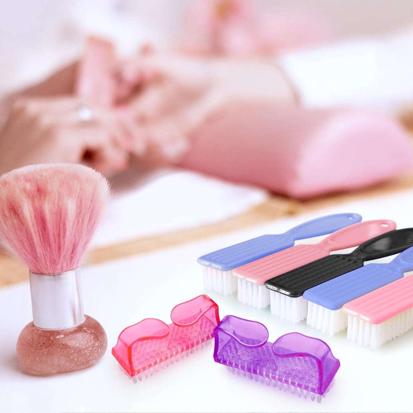 Nail Brush Set - 8 PCS Manicure & Pedicure Cleaning Tools | Ergonomic Handle & Scrubber Brushes