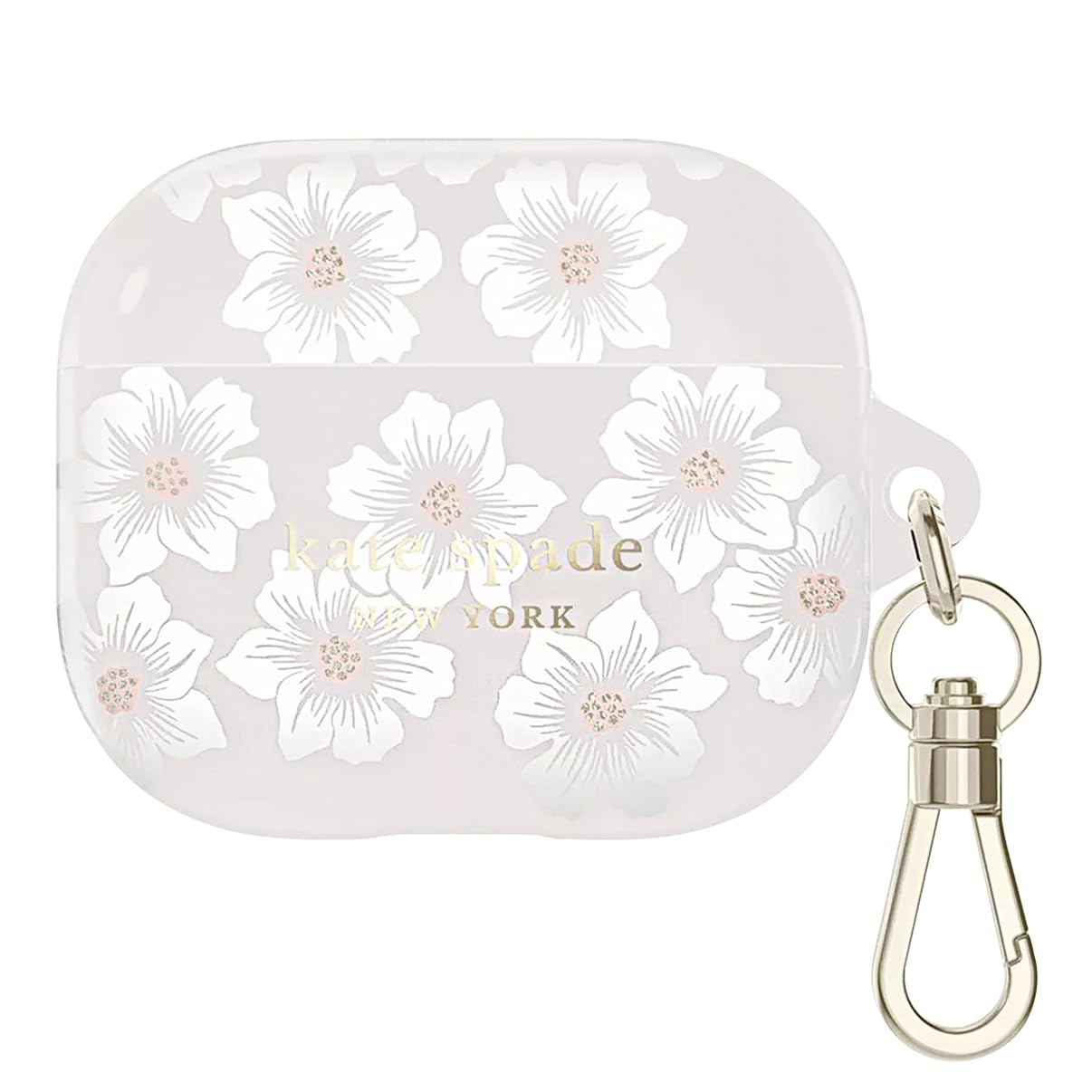 kate spade new york AirPods Protective Case with Keychain Ring - Hollyhock Cream, Compatible with AirPods 3rd Generation